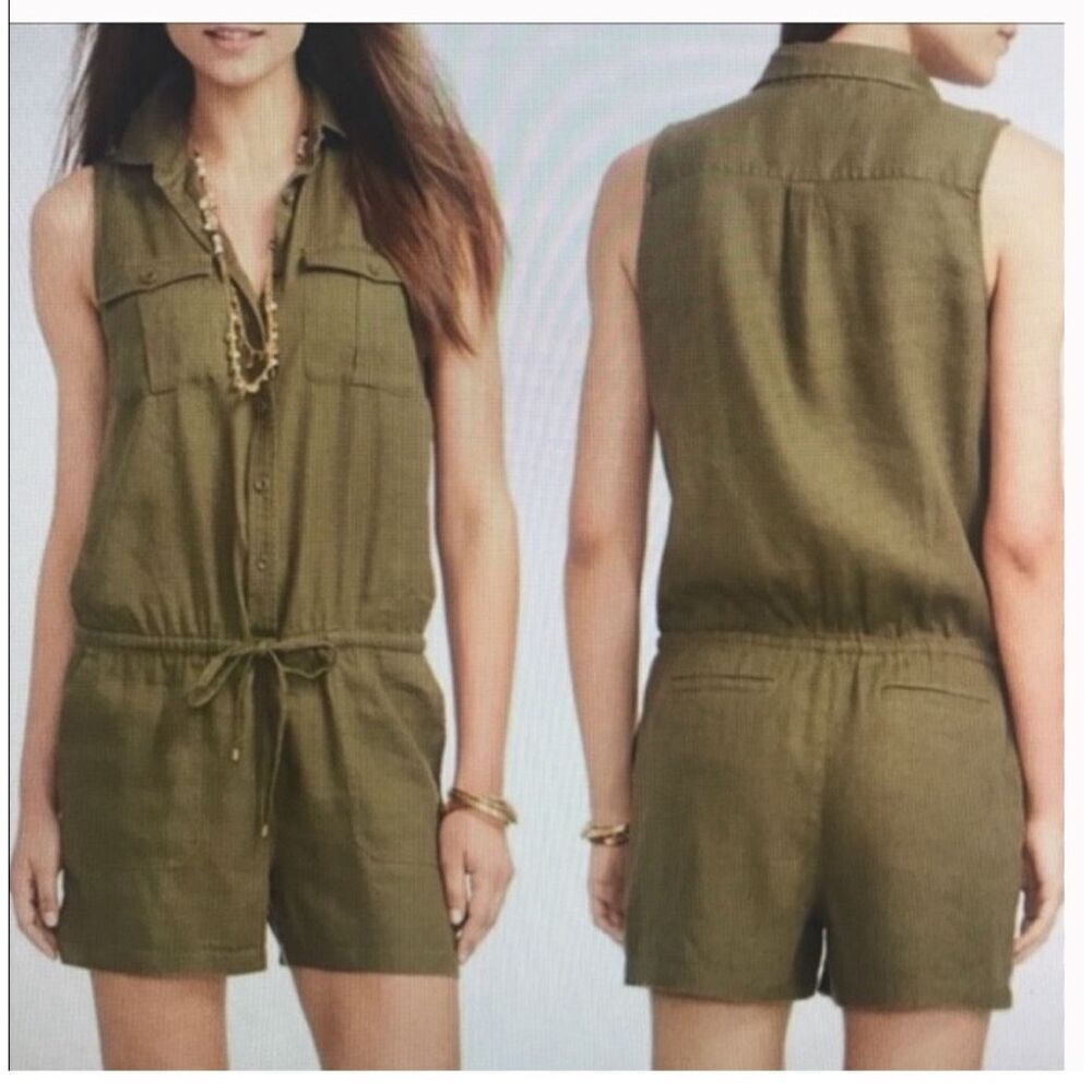Ralph Lauren Linen Blend Sleeveless Utility Romper size 6